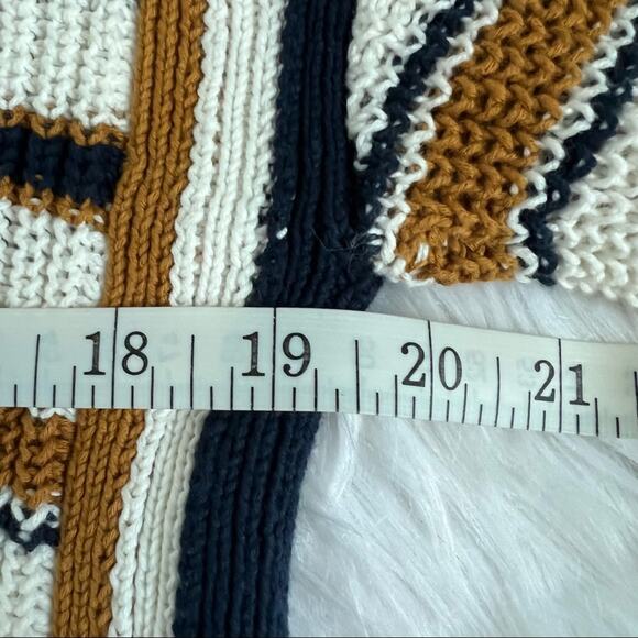 Max Studio Cream, Brown and Navy Blue Striped Sweater Size Medium - Picture 10 of 11
